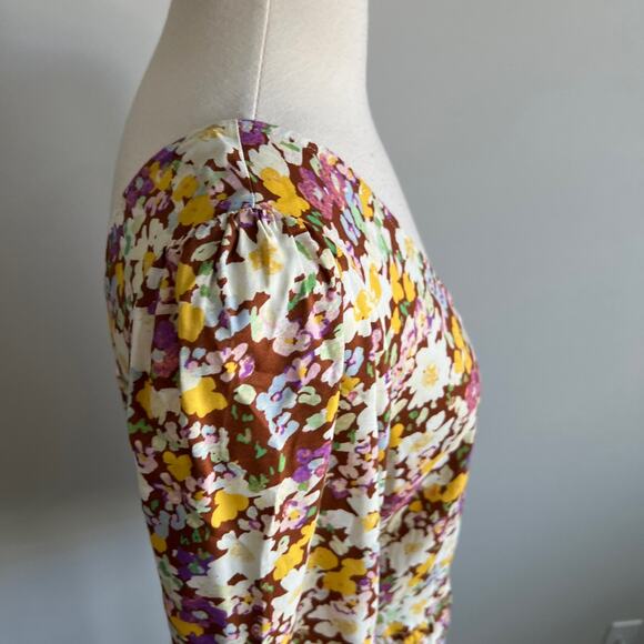 Sanctuary Drawn to You Blouse V-neck Long Sleeve Floral Cinch Small NWT - Picture 5 of 8